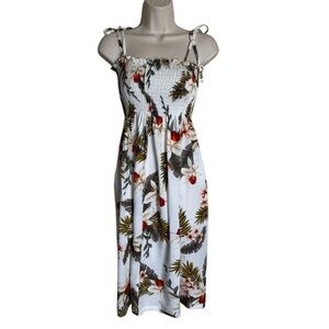 Vintage Two Palms Hawaiian Smock Orchid White Celeste Dress Floral One Size